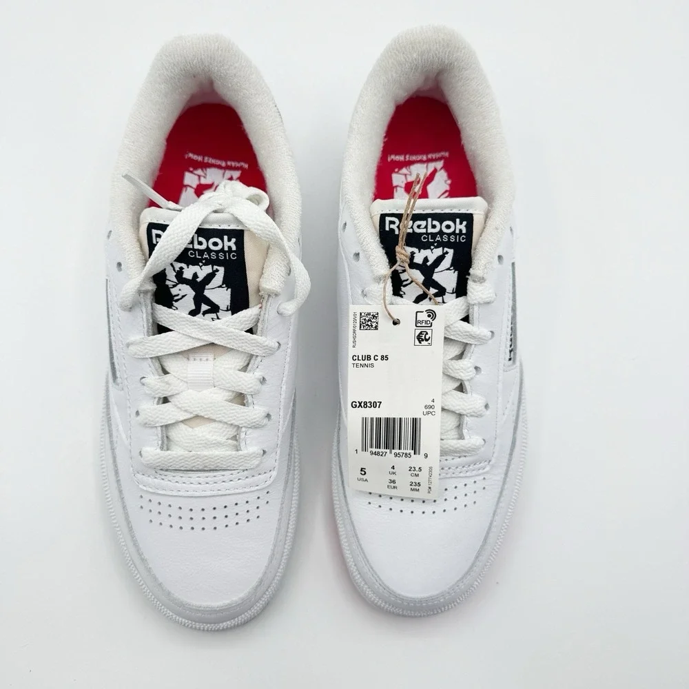 Reebok Kids Unisex Club C 85 Tennis Shoe GX8307 Size 5 White